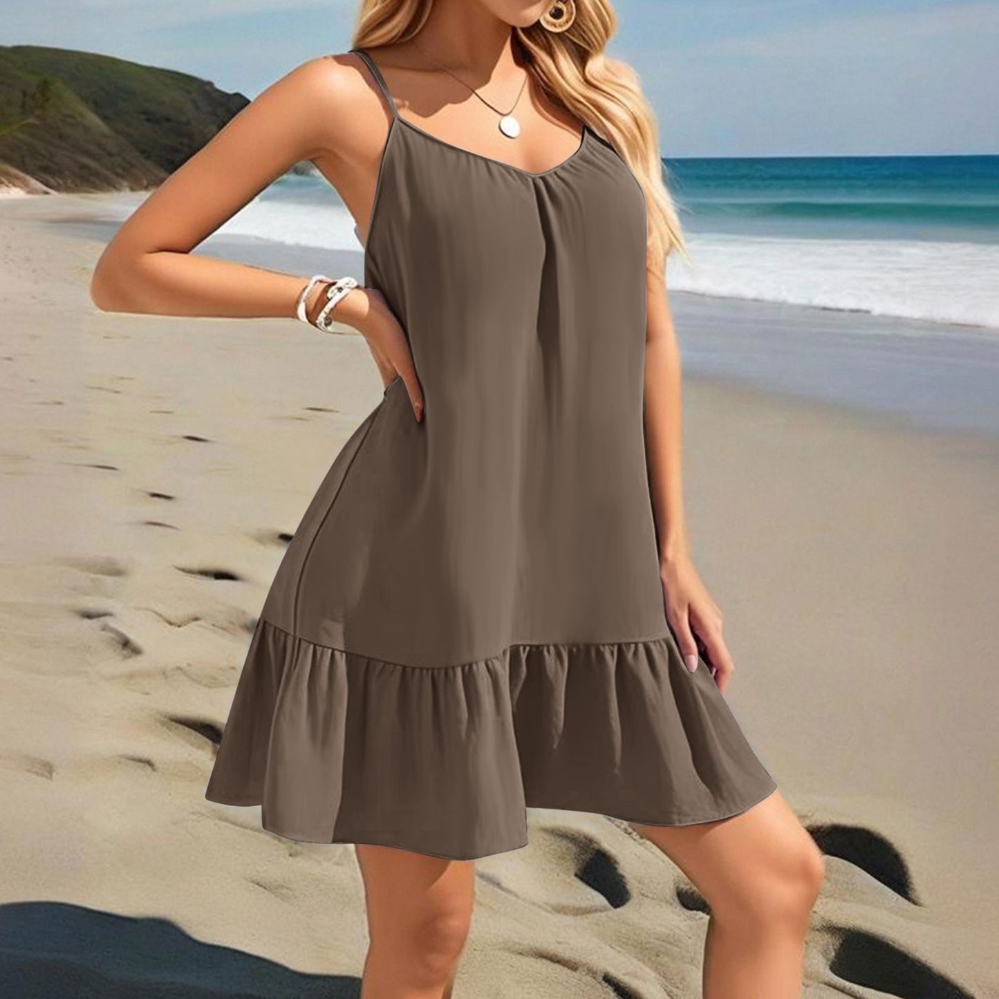 Strapless Solid-color Elegant Dress