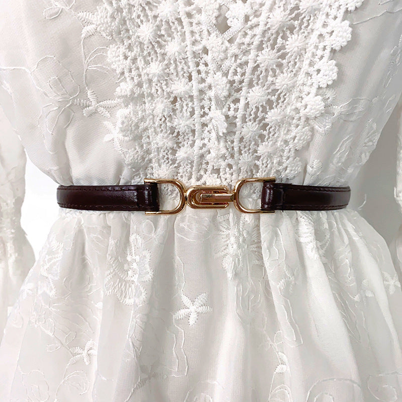 Punch-free Matte Buckle Adjustment Belt Women